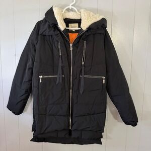 Orolay Thickened Down Jacket Womens Medium Black Sherpa Lined Hood Puffer Coat